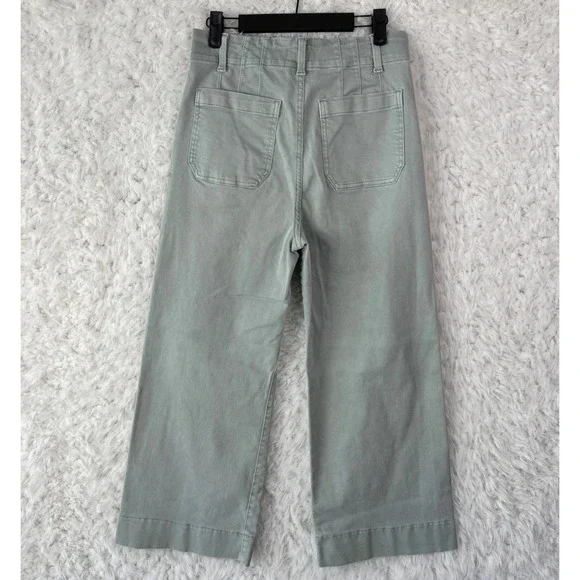 Lauren Conrad Wide Leg Pants Size 2 Sage Green High Rise Utility Boho Minimalist - Picture 2 of 9